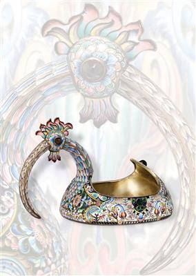 "20. Artel" - A cloisonné 'kowsch' bowl from Moscow, - Silver and Russian Silver