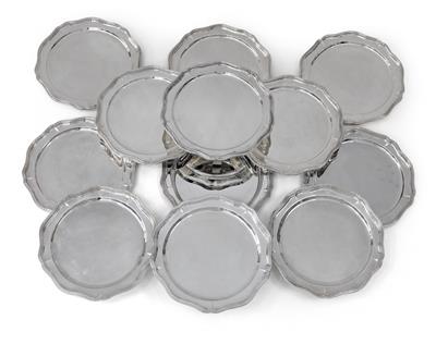 Twelve place plates from Vienna, - Silver and Russian Silver