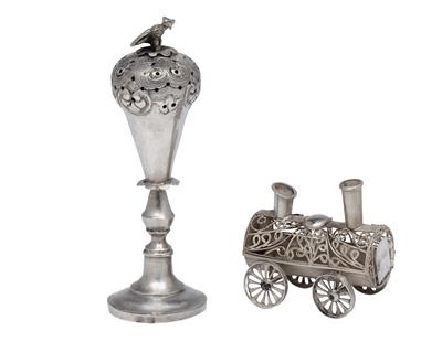 Two besamim boxes, - Silver and Russian Silver