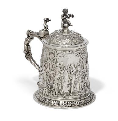 A Historism Period lidded tankard from Germany, - Silver and Russian Silver