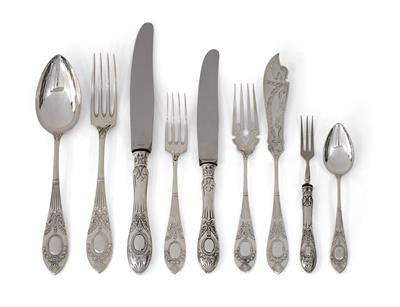 A cutlery service from Germany, for 12 individuals, - Silver and Russian Silver