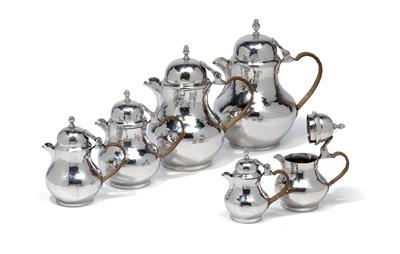 A set of coffee- and mocha pots, - Silver and Russian Silver