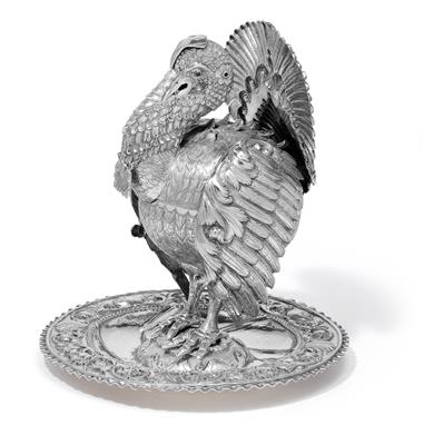 Gewürzbehälter in Form eines Vogels, - Silber und Russisches Silber