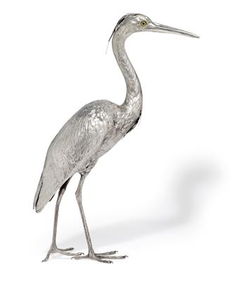 A large figure of a heron, - Silver and Russian Silver