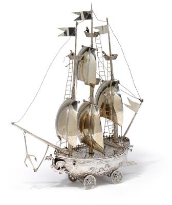 A Historism Period model ship, - Stříbro a Ruské stříbro