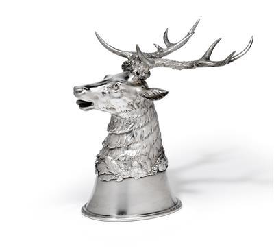 A hunt-theme tumbler, - Silver and Russian Silver