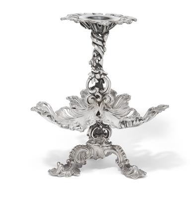 A Victorian centrepiece from London, - Silver and Russian Silver