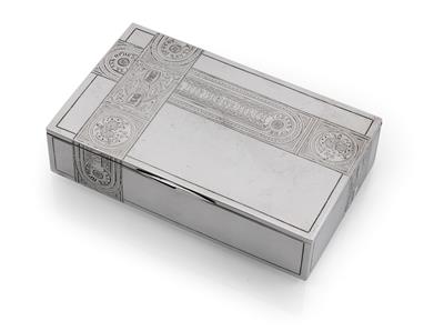 A trompe l'oeil lidded box from Moscow, - Silver and Russian Silver