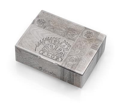 A trompe l'oeil lidded box from St Petersburg, - Stříbro a Ruské stříbro