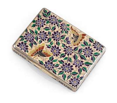 An enamelled lidded box from Vienna, - Silver and Russian Silver