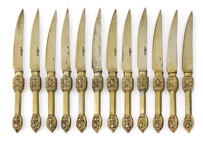 12 knives from Breslau, - Stříbro a Ruské stříbro