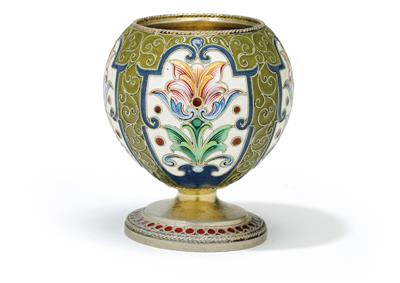 Fedor Rückert - a cloisonné vodka cup from Moscow, - Silver and Russian Silver