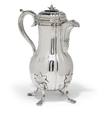 A chocolate pot from France, - Silver and Russian Silver