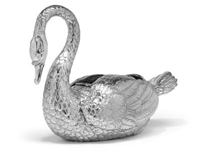A jardinière in the form of a swan, - Argenti e Argenti russo