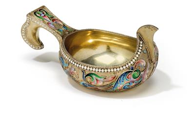 A cloisonné kovsh from Moscow, - Stříbro a Ruské stříbro