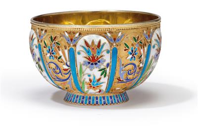 A cloisonné bowl from Moscow, - Stříbro a Ruské stříbro