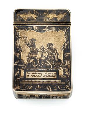 A niello lidded box from Moscow, - Argenti e Argenti russo