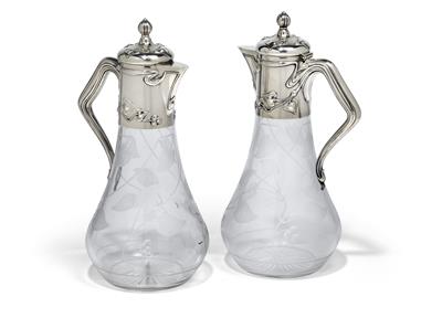 A pair of Art Nouveau wine jugs from Germany, - Argenti e Argenti russo