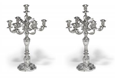 A pair of seven-light candleholders from Moscow, - Argenti e Argenti russo