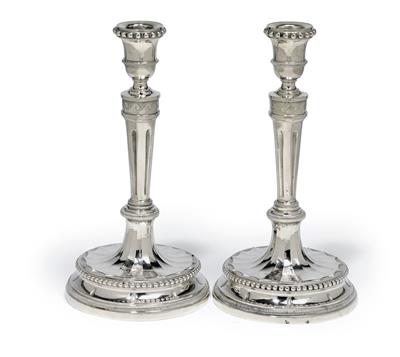 A pair of candleholders from Rome, - Silver and Russian Silver