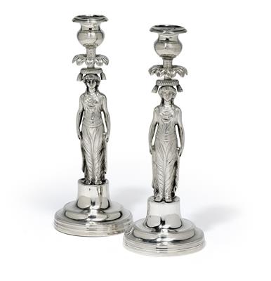 A pair of candleholders from Saint Petersburg, - Stříbro a Ruské stříbro