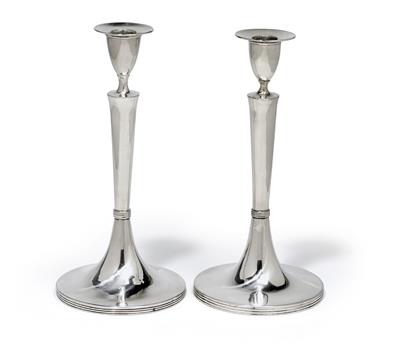 A pair of Empire Period candleholders from Vienna, - Silver and Russian Silver