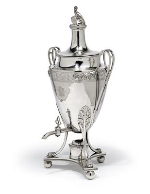 An Empire Period tea urn with burner from Paris, - Silver and Russian Silver