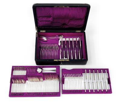 A cutlery set for 12 persons from Prague, - Silver and Russian Silver