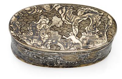 A niello lidded box from Russia, - Argenti e Argenti russo