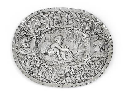 A presentation plate, - Silver and Russian Silver