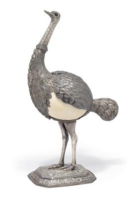 An ostrich, - Silver and Russian Silver