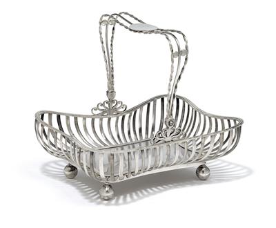A Biedermeier handled basket from Vienna, - Silver and Russian Silver