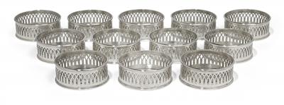 Twelve glass coasters from Milan, - Silver and Russian Silver