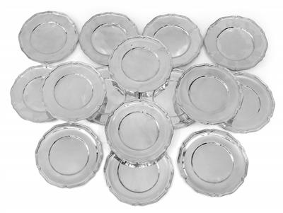 Fifteen place plates from Germany, - Silver and Russian Silver