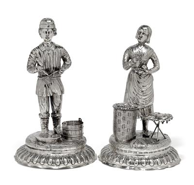 Two Historism Period joke figures from Germany, - Silver and Russian Silver