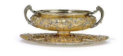 BUCCELLATI" - Große Jardiniere mit Untersatz, - Silber und Russisches Silber