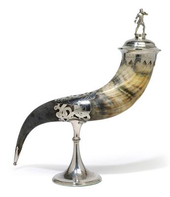 A large buffalo horn from Copenhagen, - Silver and Russian Silver