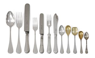 J. C. Klinkosch - A flatware service from Vienna, for 12 individuals, - Silver and Russian Silver