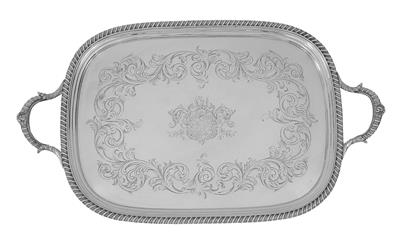 A George III. tray from London, - Silver and Russian Silver