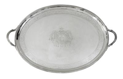 A George III. tray from London, - Silver and Russian Silver