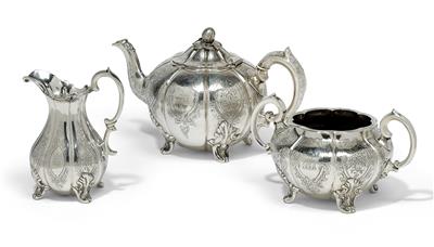 A Victorian tea set from London, - Silver and Russian Silver