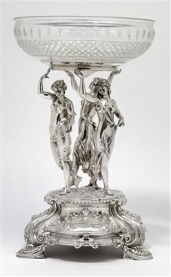 A Victorian centrepiece from London, - Silver and Russian Silver