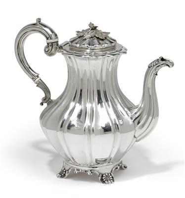 Londoner William IV. - Kaffeekanne, - Silber und Russisches Silber