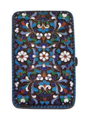 A cloisonné cigarette case from Moscow, - Argenti e Argenti russi