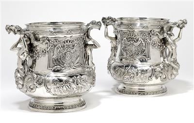 A pair of Historism Period wine coolers from Germany, - Stříbro a Ruské stříbro