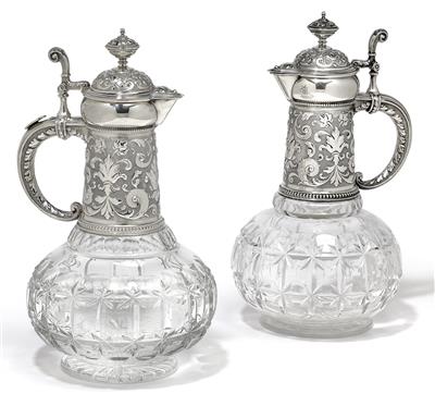 A pair of wine ewers from Germany, - Silver and Russian Silver