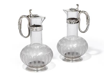 A pair of wine ewers from Paris, - Silver and Russian Silver