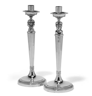 A pair of candleholders from Rome, - Silver and Russian Silver
