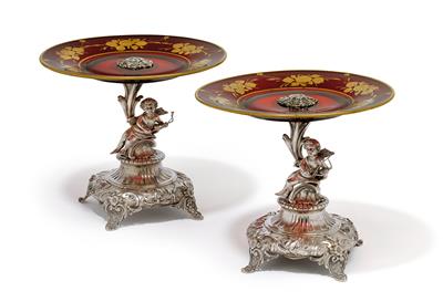 A pair of centrepieces from Vienna, - Silver and Russian Silver
