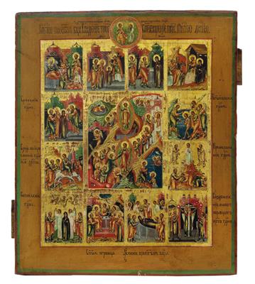 An icon from Russia, Eastern and the 12 Holy Feasts, - Stříbro a Ruské stříbro